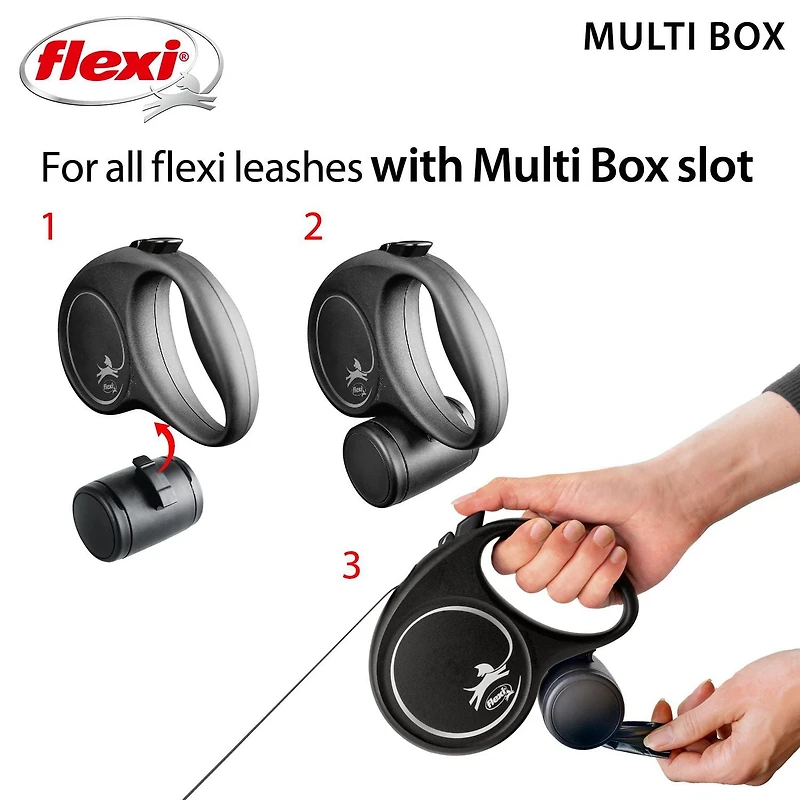 Flexi Fun Multi Box Stores Treats or Waste Bags Retractable Dog Leash Accessory, Dog Walking Accessory