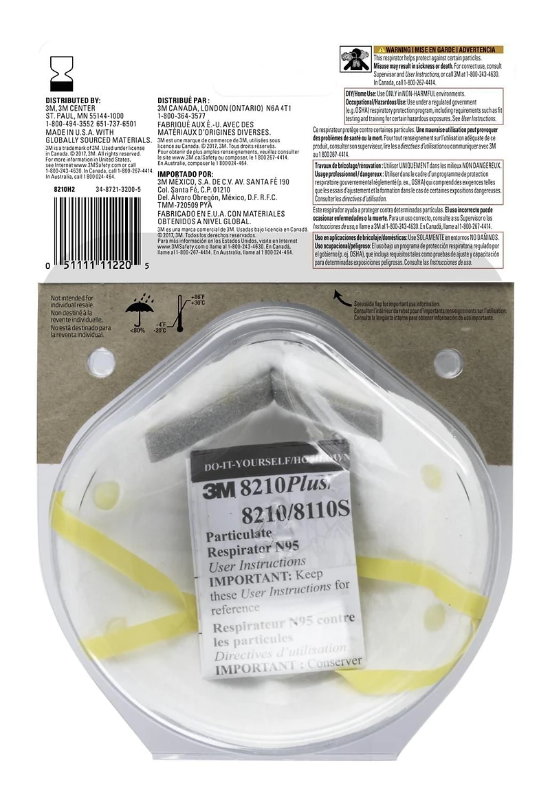 3M™ Performance Sanding and Fibreglass Disposable Respirator, 8210H2-DC, white, 2/pack