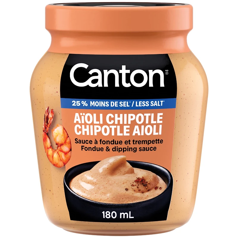 Sauce à fondue et trempette Aïoli Chipotle 25 % moins de sel Canton