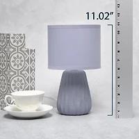 Simple Designs 11.02" Traditional Mini Modern Ceramic Texture Pastel Accent Bedside Table Desk Lamp with Matching Fabric Shade for Bedroom, Nightstand, Living Room, Entryway