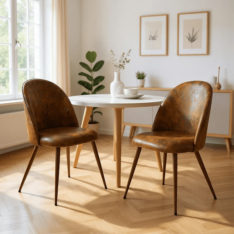 Homy Casa - Ensemble de 2 chaises de salle à manger modernes en tissu avec pieds en métal finition noyer Cuisine, salle à manger et coin repas