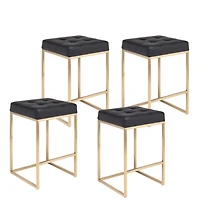 Tabouret de Bar Pipe en Noir et Or Set de 4