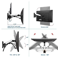 North Bayou 17"-27" Gas-Strut Monitor Wall Mount - F120-S, Silver