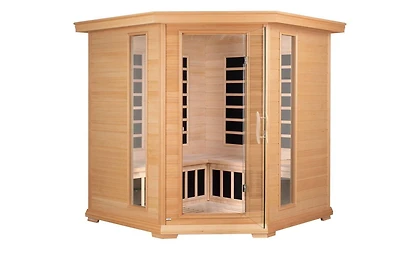 Sauna infrarouge lointain Blisspod pour 4 à 5 personnes, pruche de qualité supérieure, faible EMF, 12 radiateurs, coin, spacieux.