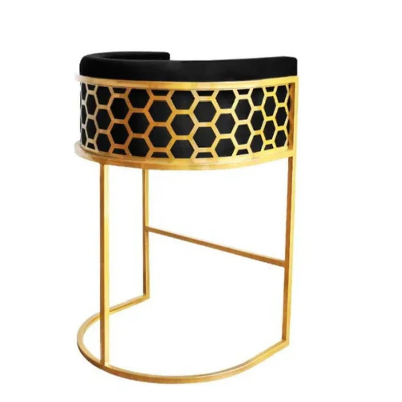 Maluma Counter Stool in Black Velvet  with a low back and luxe upholstery details