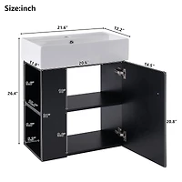 Homy Casa 30 in Onyx Black Kitchen Sideboard with Ceramic Sink