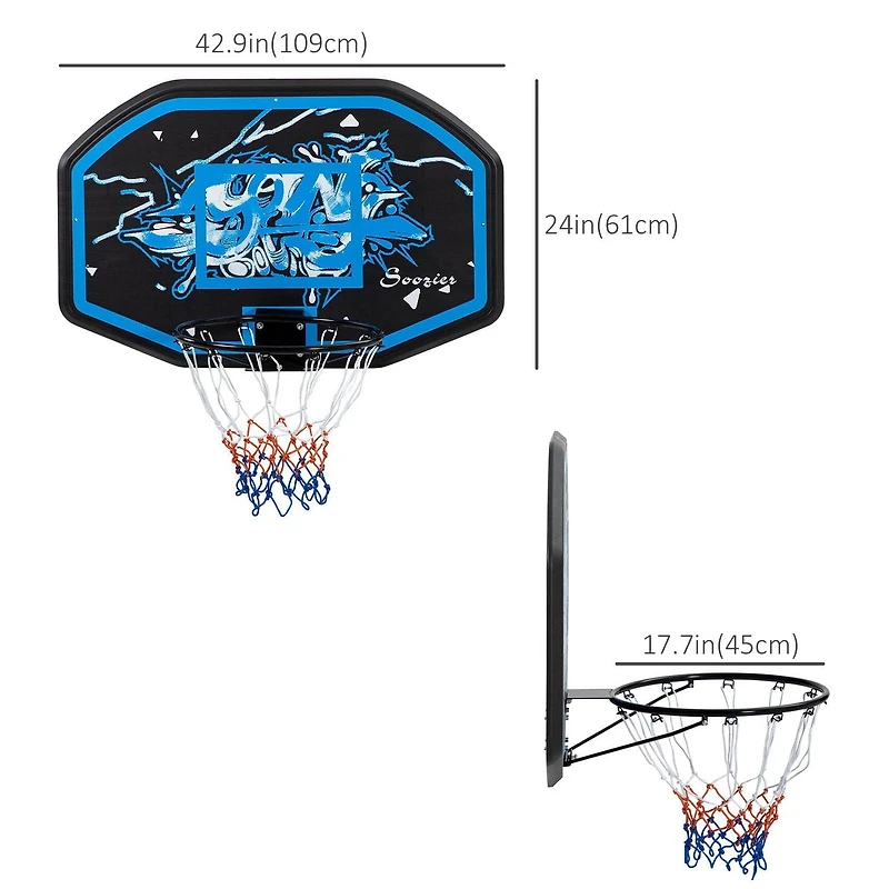 Soozier Panier de basket-ball mural Jante de basket-ball et panneau de basket-ball