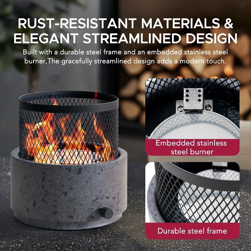 Sunjoy Foyer de Table Sans Fumée monté en Bas ,Feu de Camp de camping en plein air, deux flammes réglables