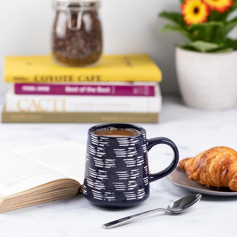 Tasse en grès thym et table, 16 oz liq., pinceau noir