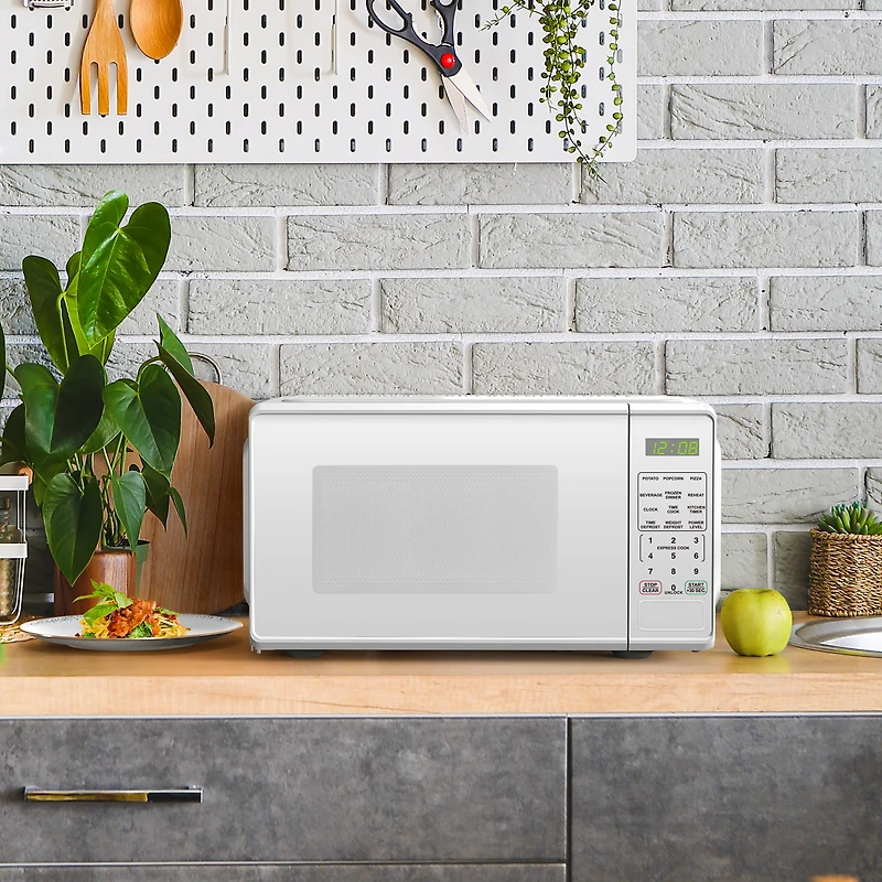 Mainstays Micro-ondes d'0,7 pi³ en, Blanc Noir Serrure de sécurité enfant