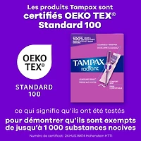 Tampons Tampax Radiant avec tresse anti-fuites LeakGuard et applicateur en plastique sans BPA, degré d’absorption Super, non parfumés 28 tampons