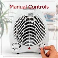 BLACK+DECKER Chauffage d'appoint pour bureau, bureau à domicile et bureau portable, chauffage personnel avec 3 réglages, chauffage de bureau avec thermostat réglable, blanc