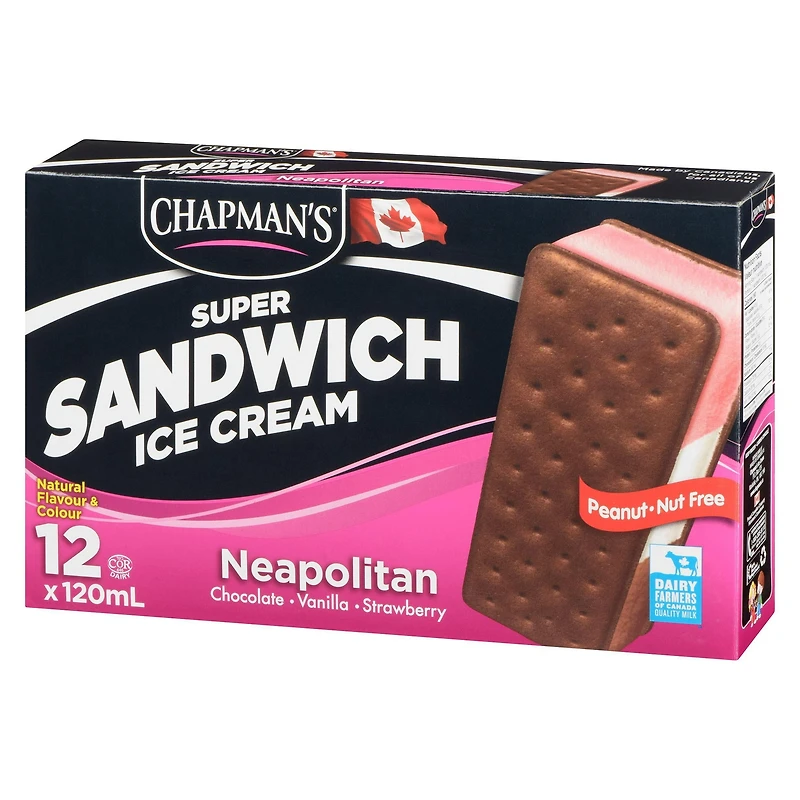 Chapman's Super Sandwich Neapolitan Ice Cream in a Box 12 x 120 ml