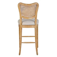 High Dining Chairs Set of 2, Upholstered Side Chairs with Cane Back & Wooden Legs, Mid Century Modern Designed Chairs Living Room Kitchen Chairs