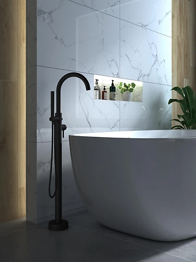 A&E Bath and Shower MILAN BLACK Brass Freestanding Faucet