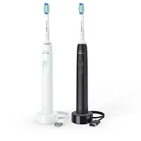 Brosse à dents électrique Philips Sonicare 2300, brosse à dents électrique rechargeable, blanche et noire Sonicare 2 pk