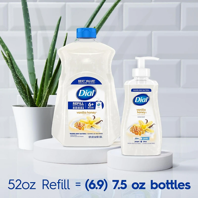 Dial Savon à Mains Liquide, Parfum Miel Vanille, 1.53 Litres, Testé par des Dermatologues, pH Équilibré, Sans Silicones, Parabènes, Phtalates, SLES/SLS