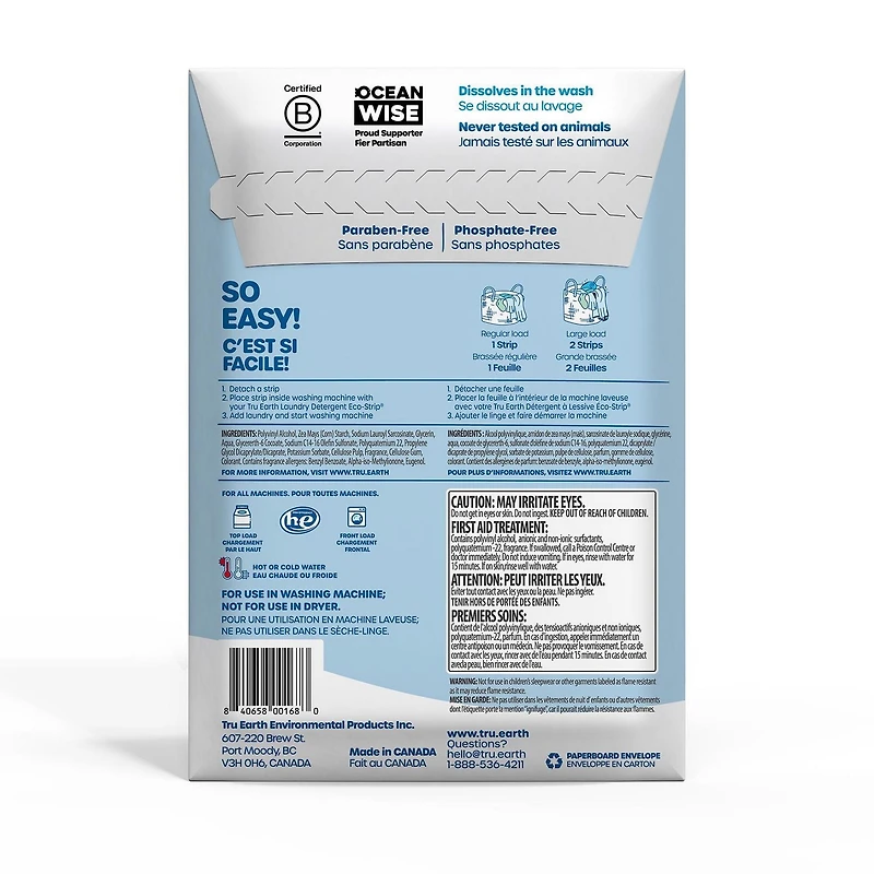 Tru Earth Adoucissant Textile+ Eco-Feuilles - 32 Feuilles - Linge Frais Booster De Parfum Linge Frais Booster De Parfum - 32 Feuilles