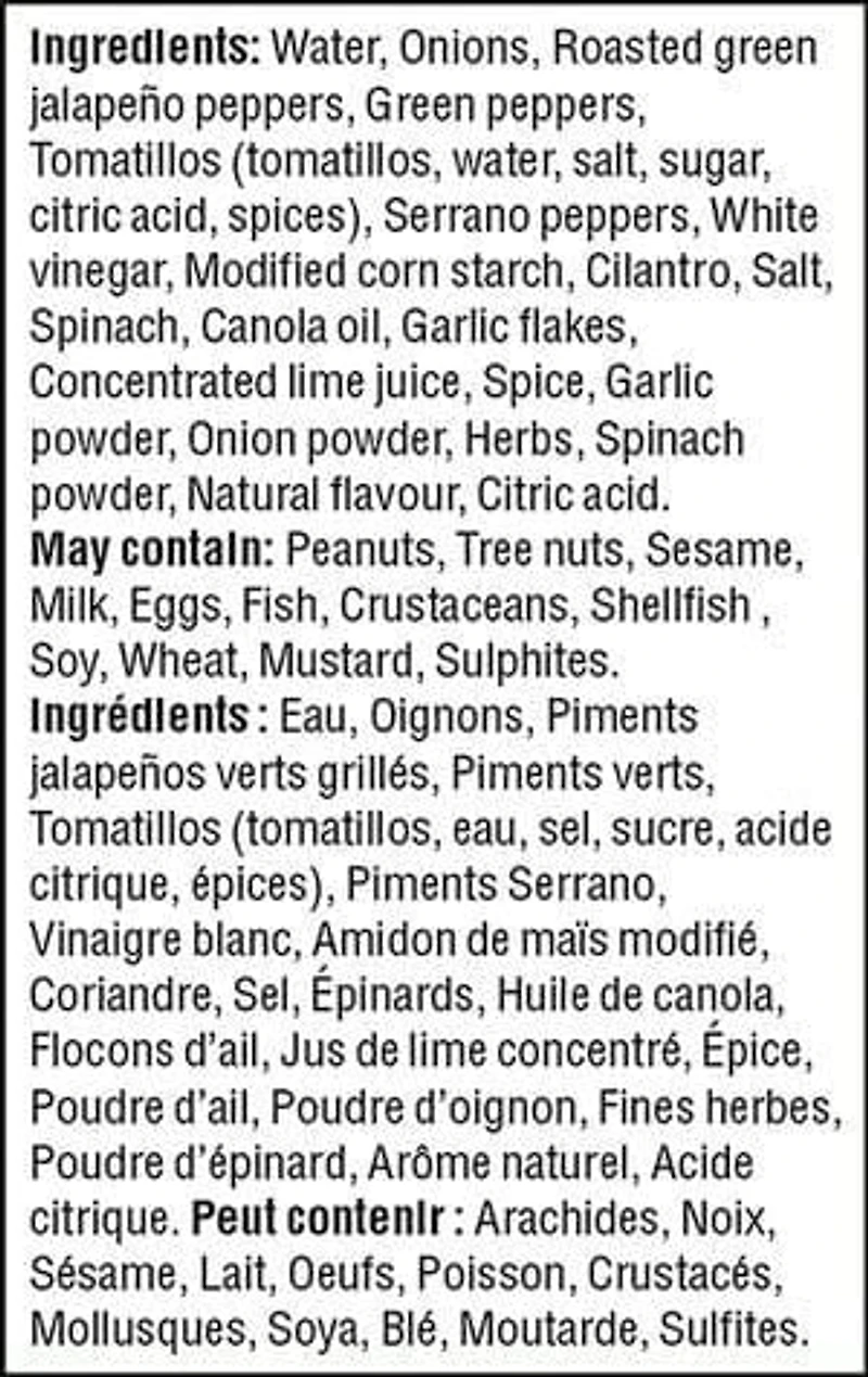 Salsa Verde Great Value - Inspire du Mexique - Fait avec des tomatillos, des piments jalapeños grillés et des piments serrano 300 ml