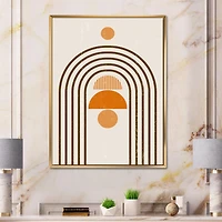 Designart Abstract Rainbow Sun and Moon In Earth Tones IV FLOAT FRAME WALL ART