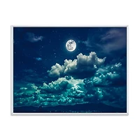 Designart Full Moon In Cloudy Night Sky II FLOAT FRAME WALL ART