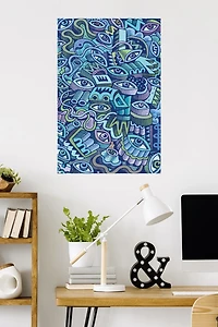 Big Blue Doodle Wall Poster, 22.375" x 34"