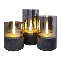 Mainstays Grey Rechargeable Flameless LED Pillar Candles,Various Sizes,3 pack