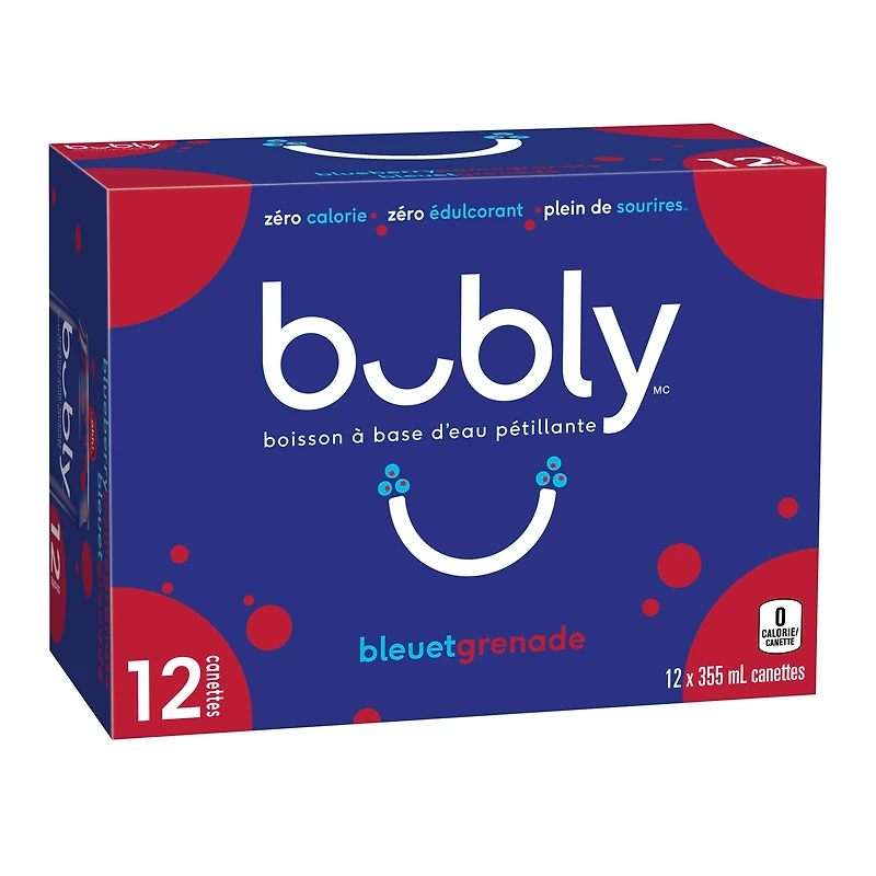 Bubly Blueberry Pomegranate Sparkling Water 12 x355 mL, Cans, 12 x355 mL