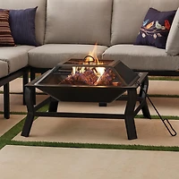 Foyer carré en acier de 76 cm Taille : L 76 cm x W 76 cm x H 52 cm