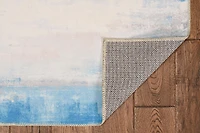 Tapis lavable Tiana 5 pi x 7 pi ivoire et bleu