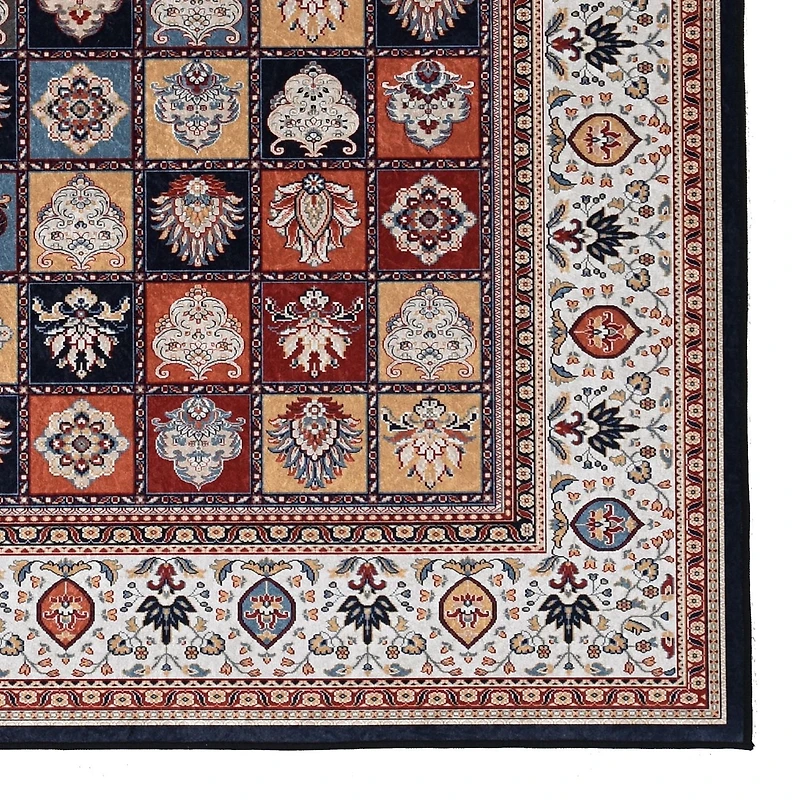Tapis d'appoint Emerald Ritchie bleu & ivoire de 2 pi 2 po x 3 pi 2 po