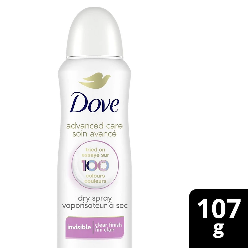 Antisudorifique en Vaporisateur à Sec Dove Soin Avancé Parfum Fini Clair, 107g Antisudorifique