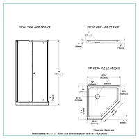 A&E Bath and Shower NVD-38-BLK-NW SHOWER NO WALLS