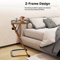 Homy Casa Queen Bed with Adjustable Folding Tray Table Bedroom Set