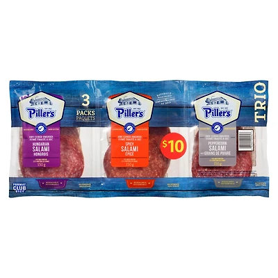 TRIO format club Piller’s, Salami hongrois, épicé et avec grains de poivre 3x150g