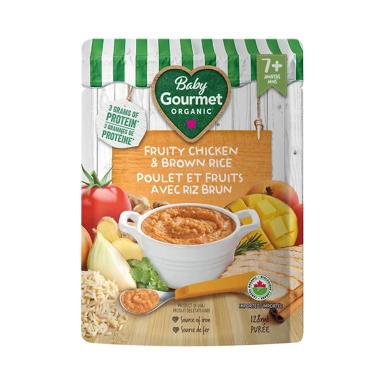 Baby Gourmet Organic Meal Fruity Chicken & Brown Rice, Puree - 128 mL