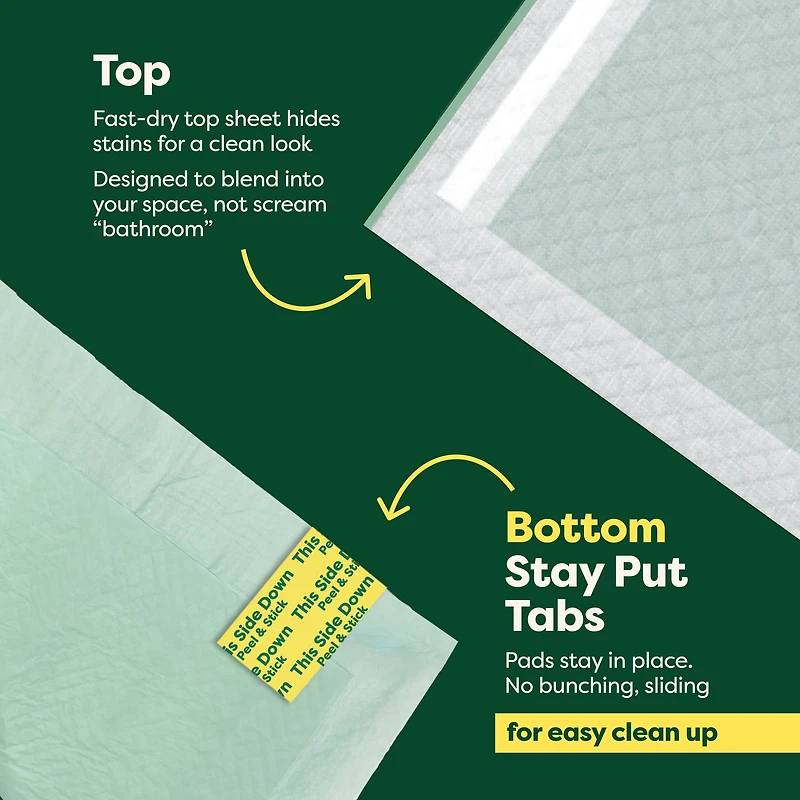 Earth Rated Leak-proof Pee Pads for Dogs and Puppies, 2X Faster Absorption*, Unscented, L, 22x22 in.,10ct