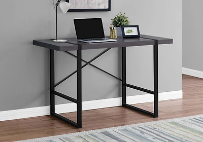 Monarch Specialties Bureau, Bureau À Domicile, Ordinateur Portable, 48"l, Travail, Métal, Stratifié, Gris, Noir, Contemporain, Moderne