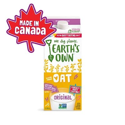 Earth's Own, Avoine Originale 1,75l carton réfrigéré Lait d'avoine Earth's Own, Originale, à base de plantes, sans produits laitiers, sans gluten 1,75L carton refrigeree