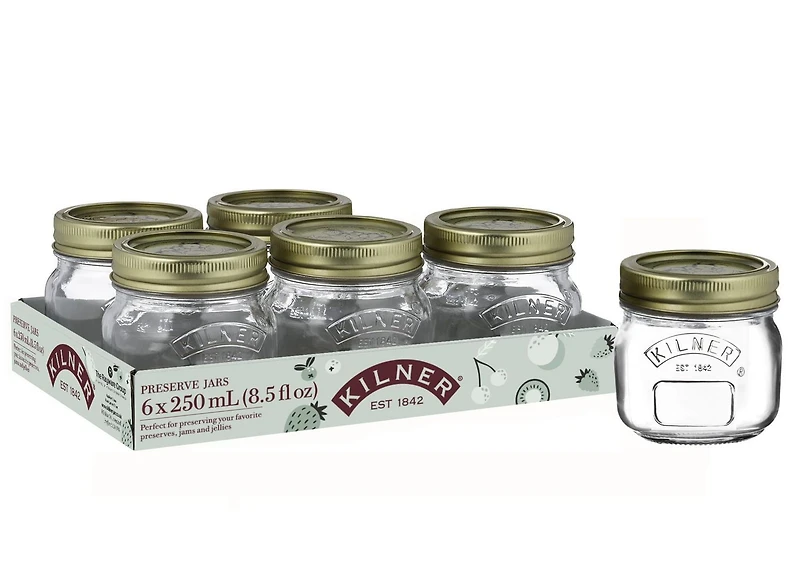Kilner Regular Mouth Glass Mason Jars with Sealing Lids, 250ml