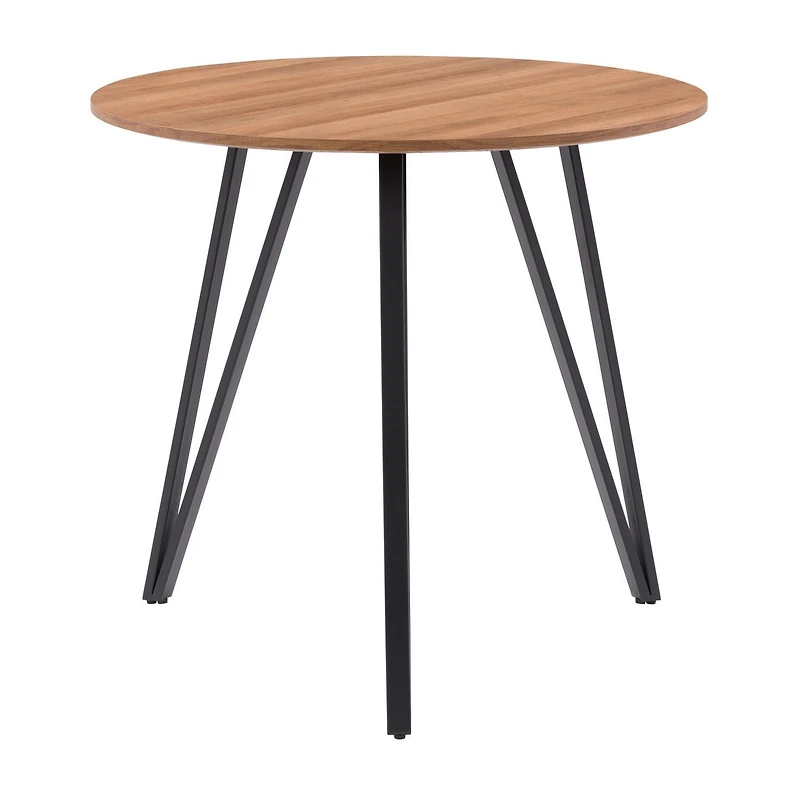 Table de bistrot d'intérieur ronde CorLiving Ezra, petite, avec plateau en bois d'ingénierie et pieds en fer noir, pouvant accueillir jusqu'à 4 personnes