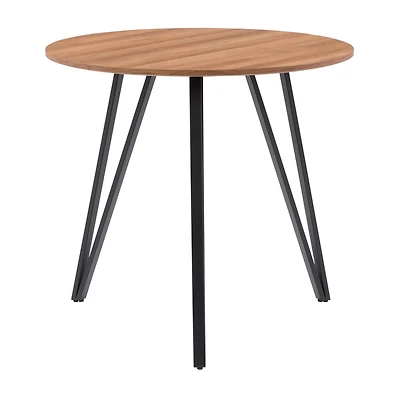 Table de bistrot d'intérieur ronde CorLiving Ezra, petite, avec plateau en bois d'ingénierie et pieds en fer noir, pouvant accueillir jusqu'à 4 personnes