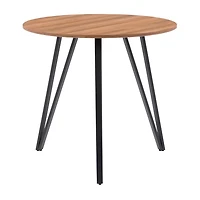 Table de bistrot d'intérieur ronde CorLiving Ezra, petite, avec plateau en bois d'ingénierie et pieds en fer noir, pouvant accueillir jusqu'à 4 personnes