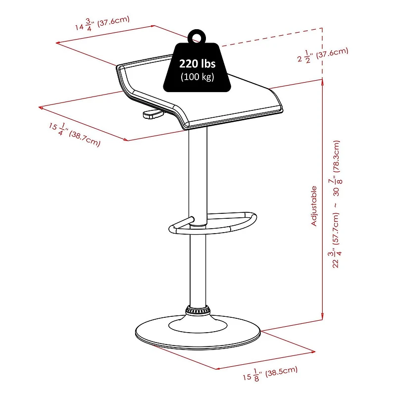 Winsome Spectrum Adjustable Swivel Stool, Black & Chrome - 93129