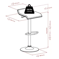 Winsome Spectrum Adjustable Swivel Stool, Black & Chrome - 93129