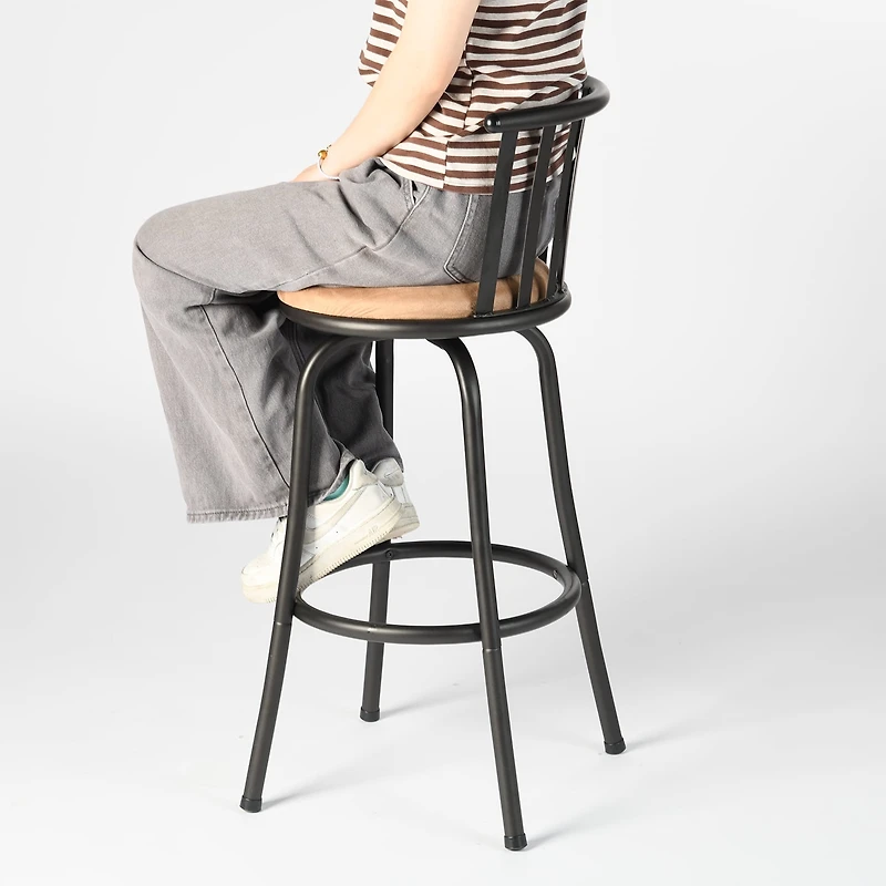 Ensemble de 2 tabourets de bar pivotants à 360° Homy Casa, siège en similicuir et structure en fer