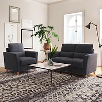 CorLiving Caroline Modern Dark Gray Upholstered 2-Piece Chair and Loveseat Indoor Set