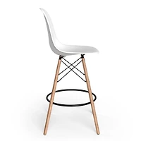 Eames Counter Stool  in Black with Natural wood legs, Counter Stool for Kitchen Island 26"H set of 2
