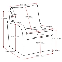 CorLiving Brisbane Rust-Resistant Resin Wicker and Steel Left Arm Outdoor Patio Sectional Piece with Cushions, Charcoal Grey/Navy Blue