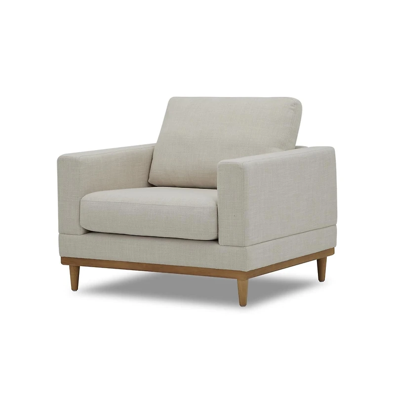 Better Homes & Gardens Springwood - Chaise d'appoint avec structure en bois et lin crème
